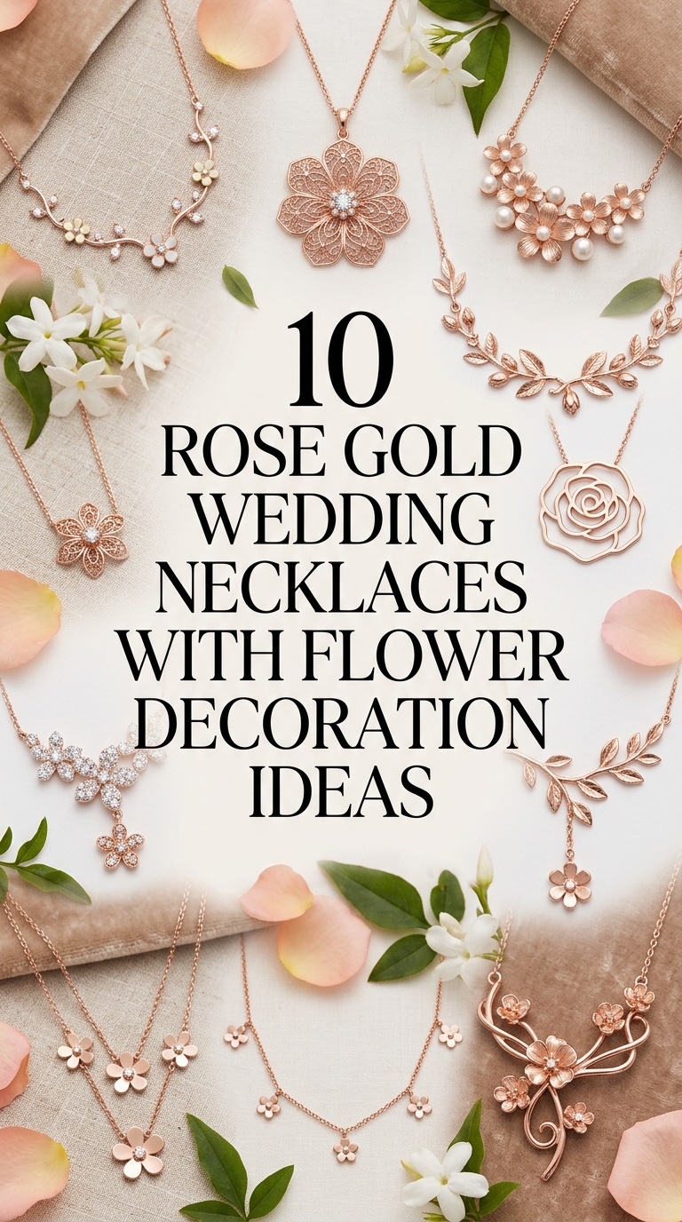 10 Rose Gold Wedding Necklaces With Flower Decoration Ideas